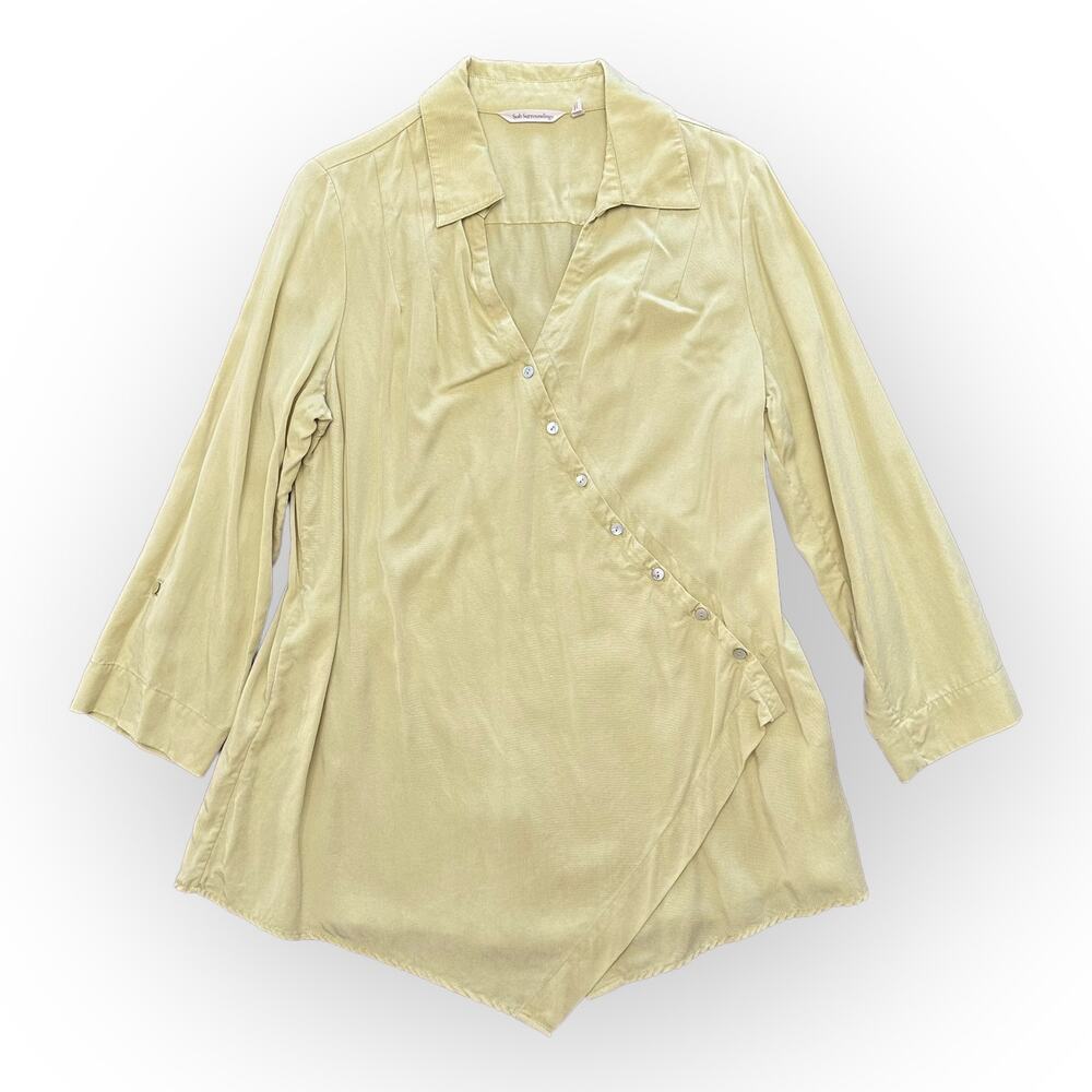 Soft Surroundings Citrine Lagenlook Wrap Boho Asymmetrical Top Size L